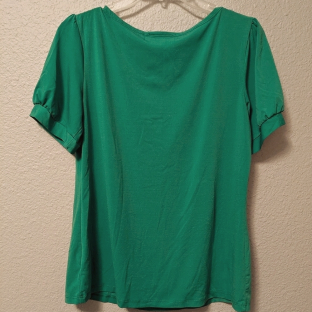 💕SALE💕 AB Studio Green Short Sleeve Top Sz. M - Picture 3 of 8